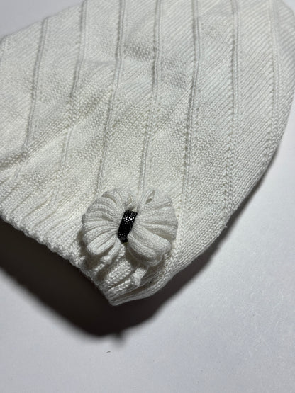 BOW GIRL - Fehér Masnis Kötött Lány Beanie Sapka