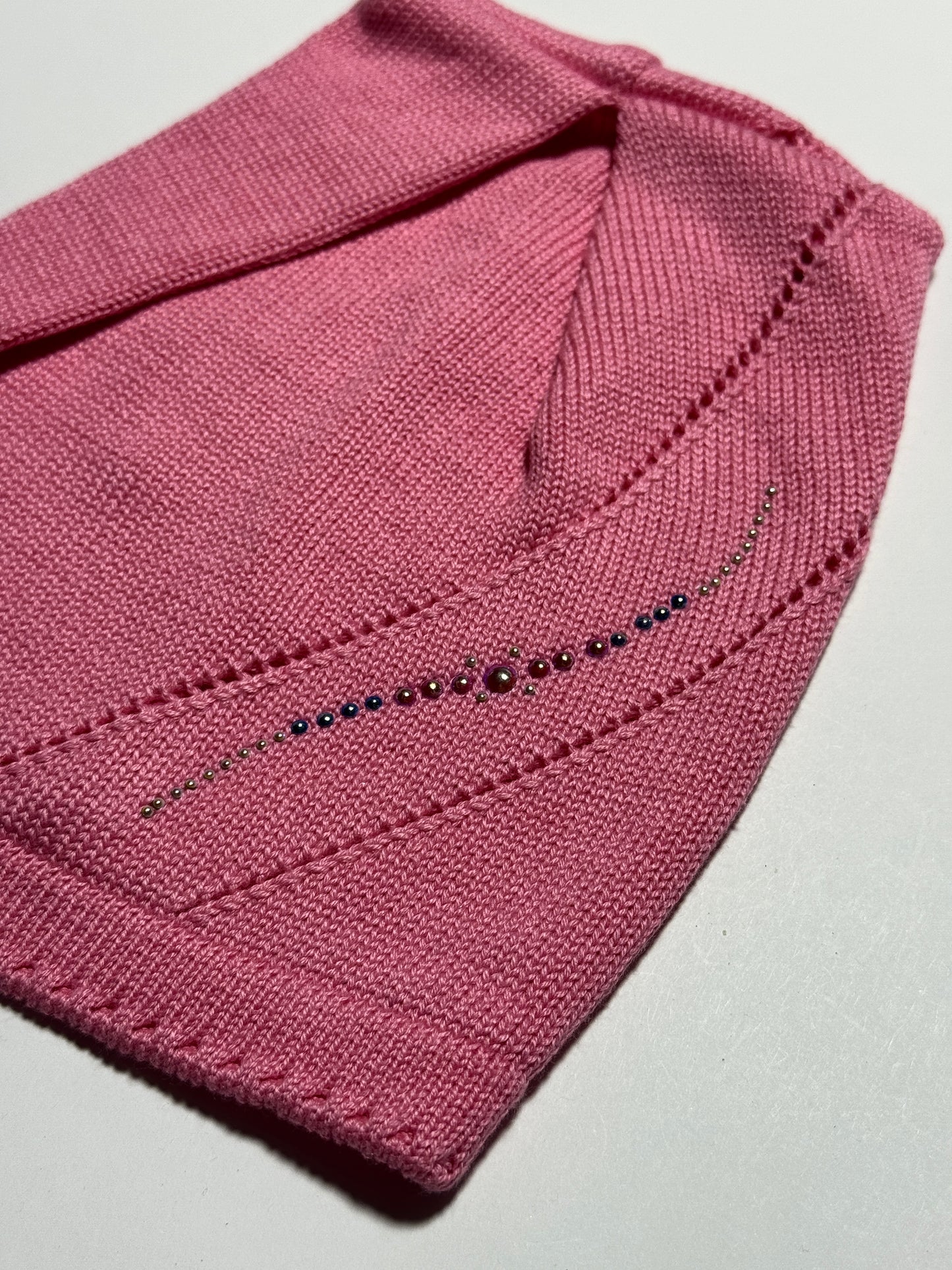 LEAF - Rózsaszín Strasszos Kötött Lány Beanie Sapka