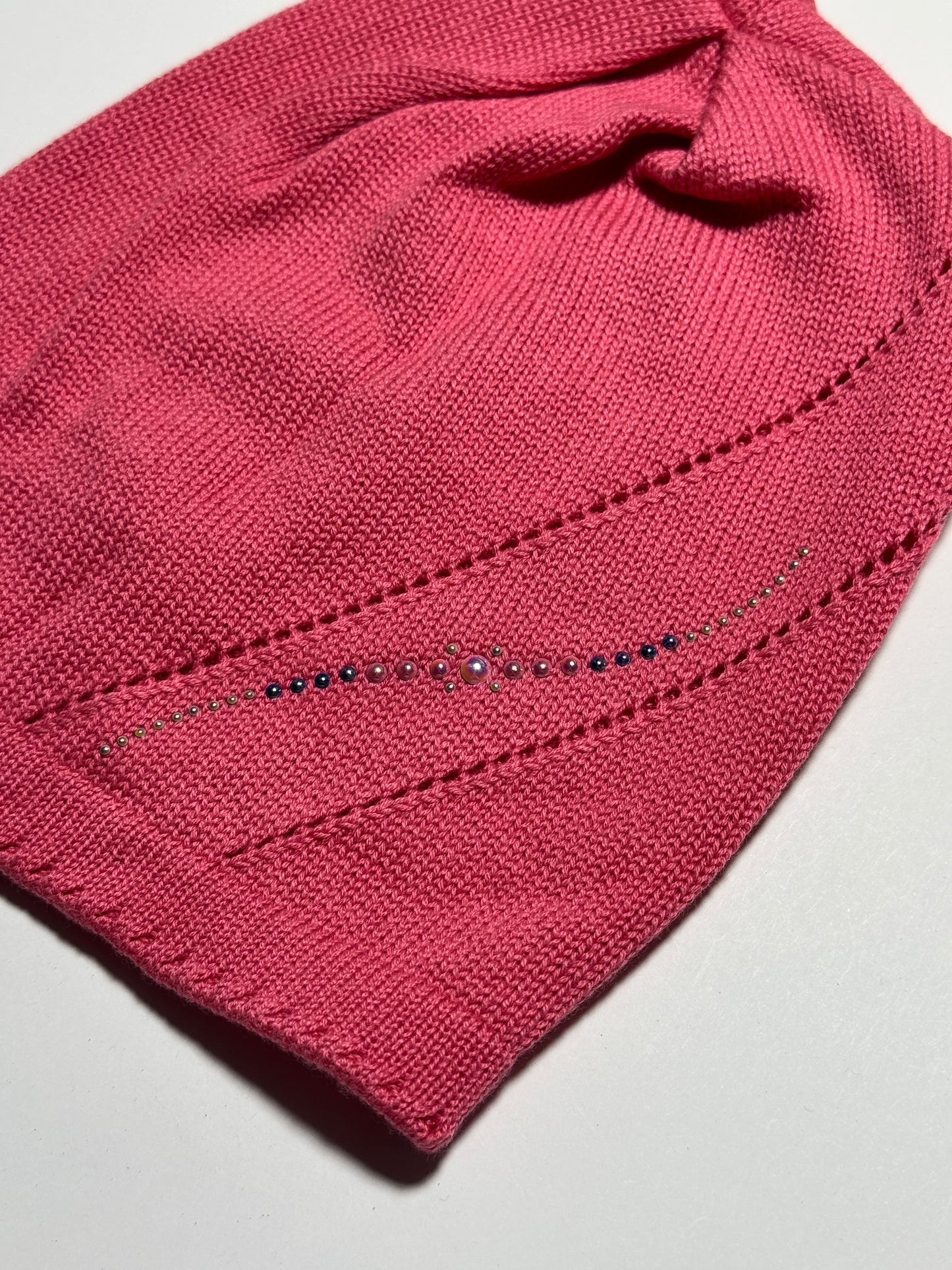 LEAF - Pink Strasszos Kötött Lány Beanie Sapka