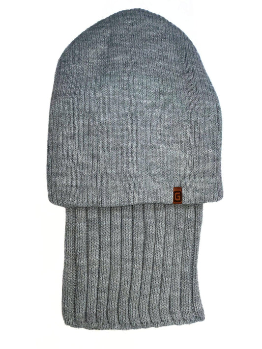 THE BEANIE SET - Szürke Kötött Téli Fiú Beanie Sapka és Csősál Szett - Fiú Sapka - Minimanó